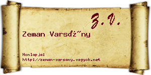 Zeman Varsány névjegykártya